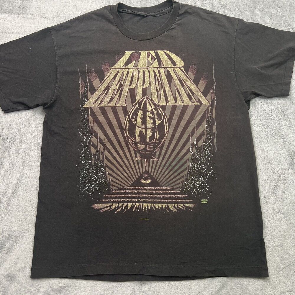 VTG Led Zeppelin Sky Is Full... T-Shirt  Medium Black‎ Single Stitch Distressed